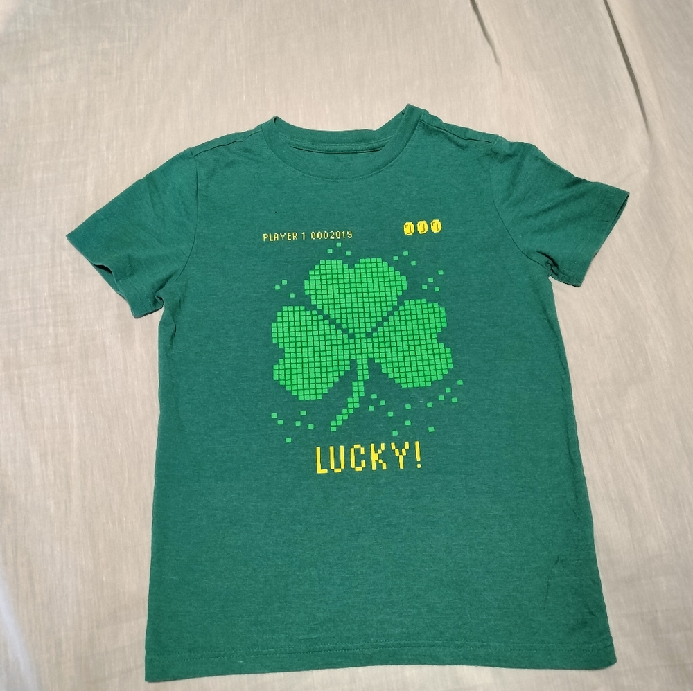 Cat and Jack shamrock shirt lucky, st. Patrick's/St. Paddy's shirt sz 8/10 kids